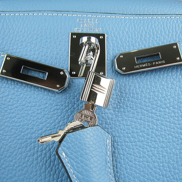 7A Replica Hermes Kelly 32cm Togo Leather Bag Light Blue 6108